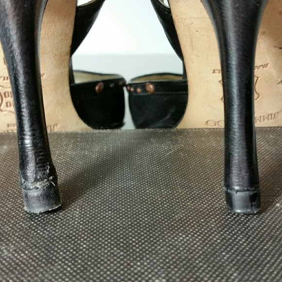 Jimmy Choo Slingback Heels Black Leather w/Studs - Picture 6 of 8